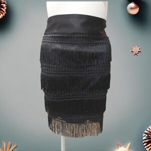 Express Black Event Fringe Skirt Sz 10